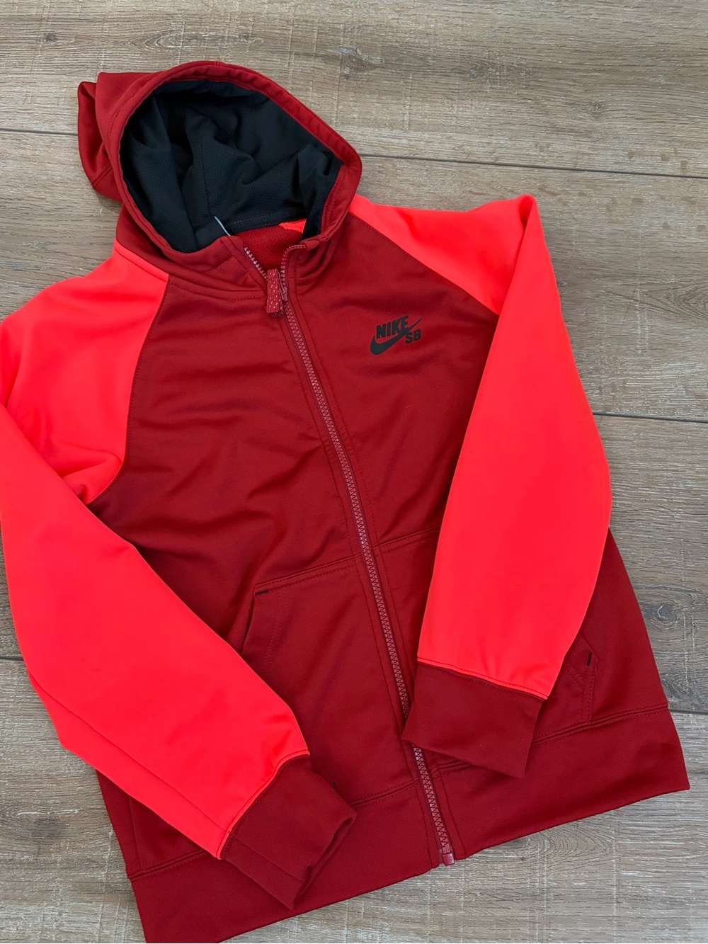 Nike SB Boys Red Colorblock Full Zip Hoodie Youth M 10-12